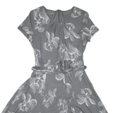 LAURA ASHLEY Womens Day Dress Grey Viscose Floral Short Sleeve Knee Length UK 12