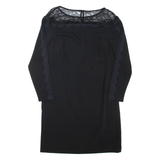 REISS Womens Day Dress Black Long Sleeve Knee Length UK 10