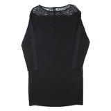 REISS Womens Day Dress Black Long Sleeve Knee Length UK 10