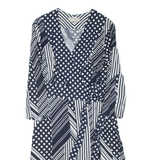 HOBBS LONDON Womens Wrap Dress Blue Viscose Geometric Long Sleeve Midi UK 10