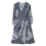 HOBBS LONDON Womens Wrap Dress Blue Viscose Geometric Long Sleeve Midi UK 10