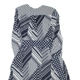 HOBBS LONDON Womens Wrap Dress Blue Viscose Geometric Long Sleeve Midi UK 10