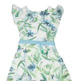 PHASE EIGHT Belted Womens Day Dress White Floral Sleeveless Knee Length UK 12