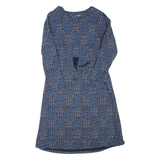 WHITE STUFF Womens Day Dress Blue Viscose Floral Long Sleeve Knee Length UK 8