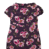 BODEN Womens Day Dress Purple Wool Floral Short Sleeve Knee Length UK 10