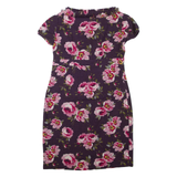BODEN Womens Day Dress Purple Wool Floral Short Sleeve Knee Length UK 10
