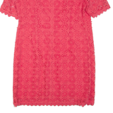 BODEN Womens Day Dress Pink Floral Short Sleeve Knee Length UK 16