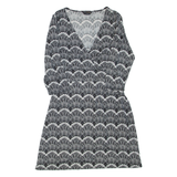 BCBGMAXAZRIA Womens Day Dress Black Viscose Floral Long Sleeve Knee Length M