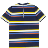 WHISTLES Womens T-Shirt Dress Blue Striped Short Sleeve Knee Length M