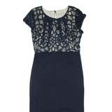 MONSOON Womens Pencil Dress Blue Viscose Short Sleeve Midi UK 12