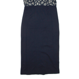 MONSOON Womens Pencil Dress Blue Viscose Short Sleeve Midi UK 12