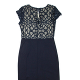 MONSOON Womens Pencil Dress Blue Viscose Short Sleeve Midi UK 12