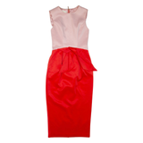 TED BAKER Womens Pencil Dress Red Colourblock Midi XXS