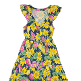 MONSOON Womens Tea Dress Yellow Floral Sleeveless Midi S