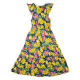 MONSOON Womens Tea Dress Yellow Floral Sleeveless Midi S