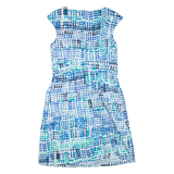 CALVIN KLEIN Womens Day Dress Blue Spotted Sleeveless Knee Length M