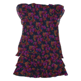 LAUREN RALPH LAUREN Womens Day Dress Blue Floral Short Sleeve Knee Length M