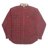 TOMMY HILFIGER Mens Shirt Red Check Long Sleeve L