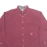 TOMMY HILFIGER Mens Plain Shirt Maroon Long Sleeve L