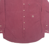 TOMMY HILFIGER Mens Plain Shirt Maroon Long Sleeve L