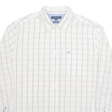 TOMMY HILFIGER Mens Shirt White Check Long Sleeve L