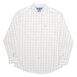 TOMMY HILFIGER Mens Shirt White Check Long Sleeve L