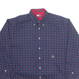 TOMMY HILFIGER Mens Shirt Blue Spotted Long Sleeve L