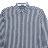 TOMMY HILFIGER Mens Shirt Grey Pinstripe Long Sleeve L