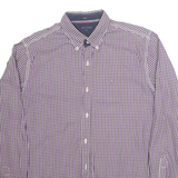 TOMMY HILFIGER Fitted Mens Shirt Purple Check Long Sleeve L