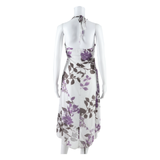 Womens Day Dress Purple Floral Sleeveless Short L