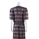 LADY CAROL Womens Day Dress Blue Floral Short Sleeve Midi L