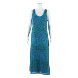 RABBIT DESIGNS Womens Shift Dress Blue Paisley Sleeveless Midi M