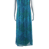 RABBIT DESIGNS Womens Shift Dress Blue Paisley Sleeveless Midi M