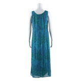 RABBIT DESIGNS Womens Shift Dress Blue Paisley Sleeveless Midi M