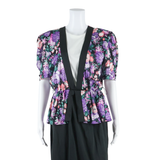 JENNY Womens Pencil Dress Purple Floral Short Sleeve Midi S