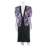 JENNY Womens Pencil Dress Purple Floral Short Sleeve Midi S