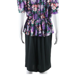 JENNY Womens Pencil Dress Purple Floral Short Sleeve Midi S