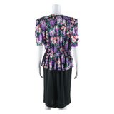 JENNY Womens Pencil Dress Purple Floral Short Sleeve Midi S