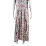 Womens Day Dress Pink Floral Short Sleeve Midi L