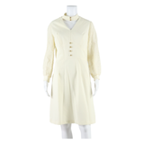 Womens Pencil Dress Cream Long Sleeve Short M