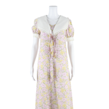 Womens Maxi Dress Purple Floral Short Sleeve Long M