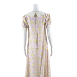 Womens Maxi Dress Purple Floral Short Sleeve Long M