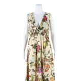 TED BAKER Womens Day Dress Beige Floral Sleeveless Midi S