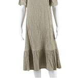 LEVI'S Womens Day Dress Brown Check Short Sleeve Midi M