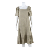 LEVI'S Womens Day Dress Brown Check Short Sleeve Midi M