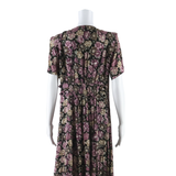 MILANO Womens Day Dress Purple Floral Short Sleeve Midi M