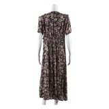 MILANO Womens Day Dress Purple Floral Short Sleeve Midi M