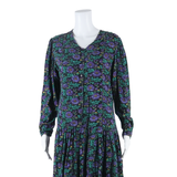 GYPSY Womens Day Dress Black Floral Long Sleeve Midi S