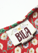 Womens Day Dress Red Floral Short Sleeve Midi M