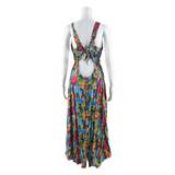 Womens Day Dress Blue Floral Sleeveless Midi S